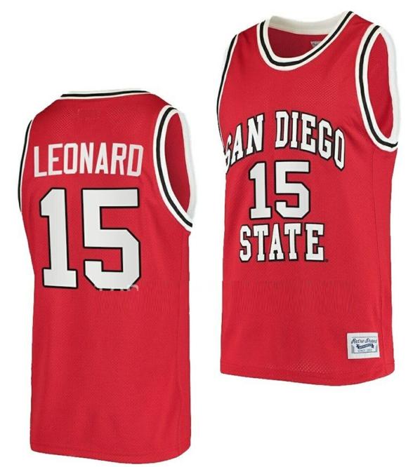 Men's Kawhi Leonard Jersey San Diego State Aztecs College Basketball Red Retro #15