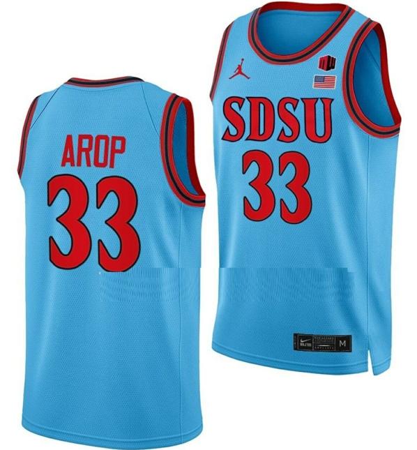 Men's Aguek Arop Jersey San Diego State Aztecs College Basketball Blue Alternate #33