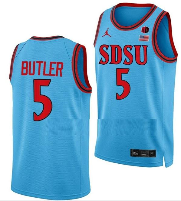 Men's Lamont Butler Jersey San Diego State Aztecs College Basketball Blue Alternate #5