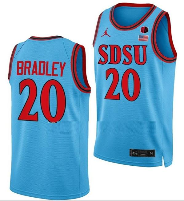 Men's Matt Bradley Jersey San Diego State Aztecs College Basketball Blue Alternate #20