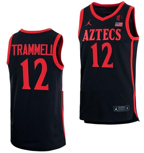 Men's Darrion Trammell Jersey San Diego State Aztecs College Basketball Black #12