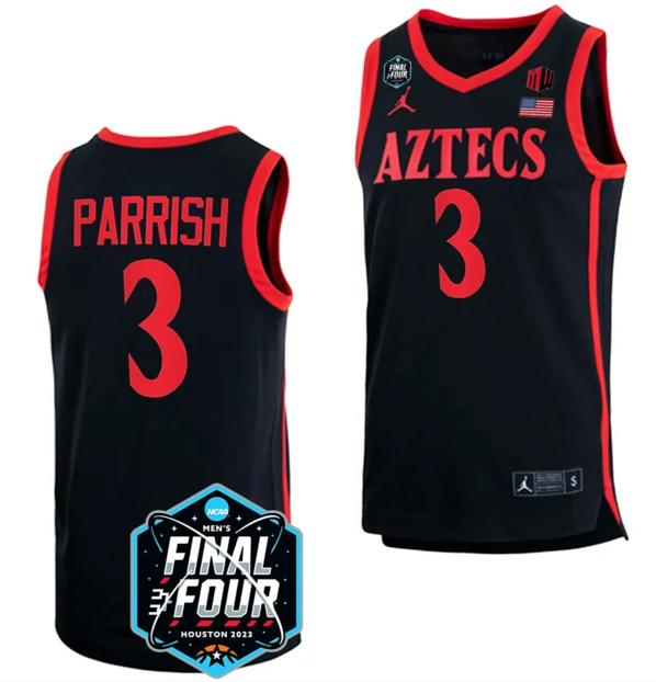 Men's Micah Parrish Jersey San Diego State Aztecs 2023 NCAA National Championship March Madness Black #3