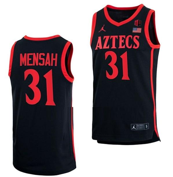 Men's Nathan Mensah Jersey San Diego State Aztecs College Basketball Black #31