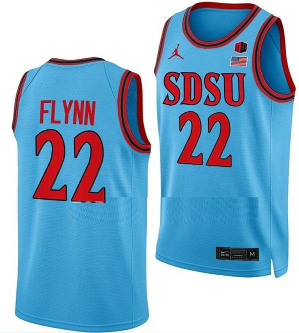 Men's Malachi Flynn Jersey San Diego State Aztecs College Basketball Blue Alternate #22