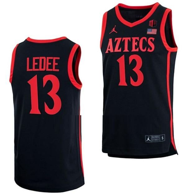 Men's Jaedon LeDee Jersey San Diego State Aztecs College Basketball Black #13