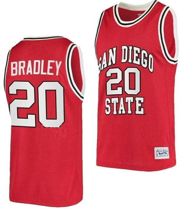 Men's Matt Bradley Jersey San Diego State Aztecs College Basketball Red Retro #20