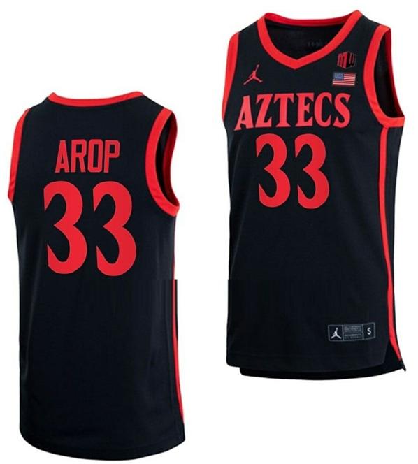 Men's Aguek Arop Jersey San Diego State Aztecs College Basketball Black #33