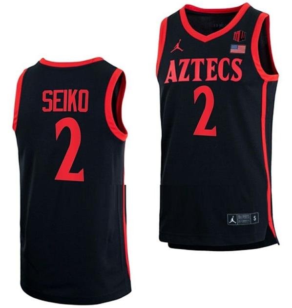 Men's Adam Seiko Jersey San Diego State Aztecs College Basketball Black #2