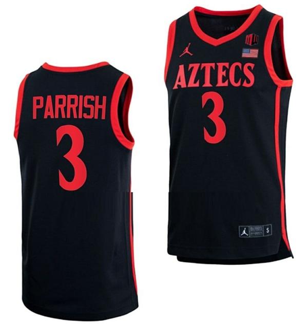 Men's Micah Parrish Jersey San Diego State Aztecs College Basketball Black #3