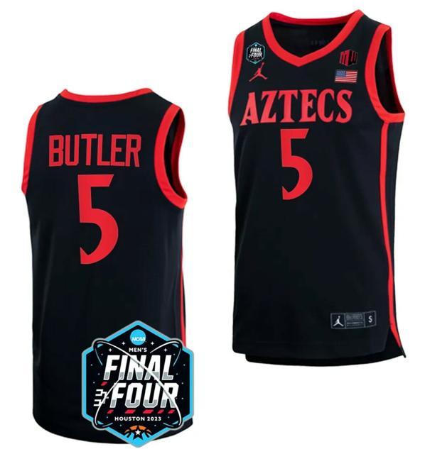 Men's Lamont Butler Jersey San Diego State Aztecs 2023 NCAA National Championship March Madness Black #5