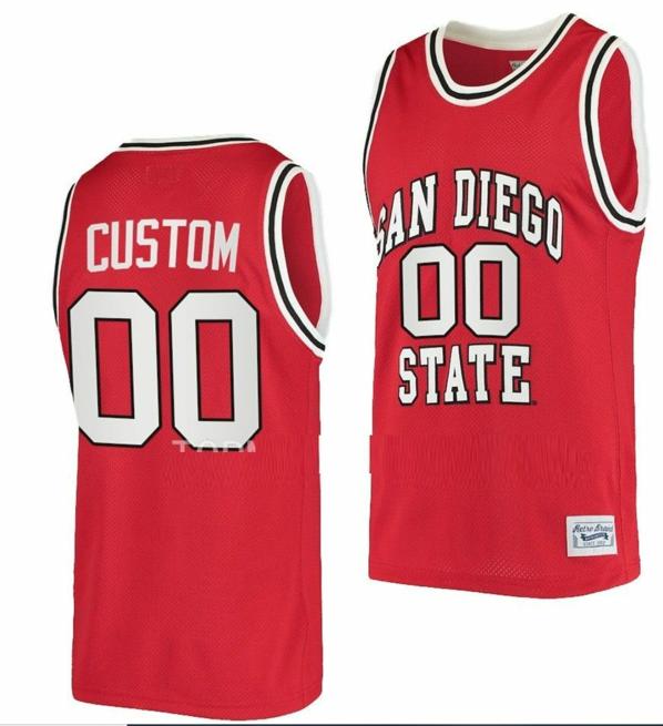 Men's Custom San Diego State Aztecs Jersey Name and Number College Basketball Red Retro