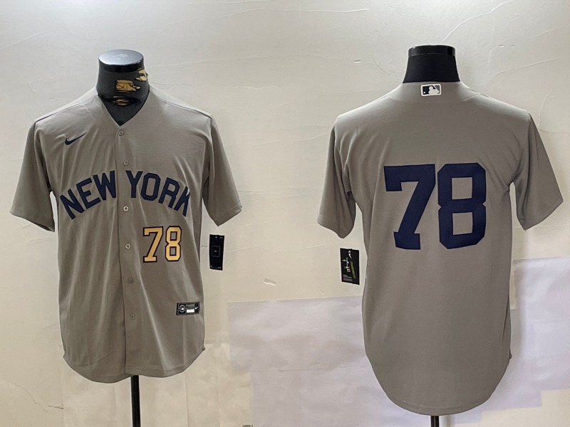 Men's New York Yankees #78 Kellin Deglan Grey Cool Base Stitched Baseball Jersey