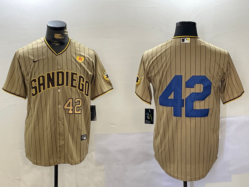 Men's San Diego Padres #42 Jackie Robinson Tan Cool Base Stitched Baseball Jerseys