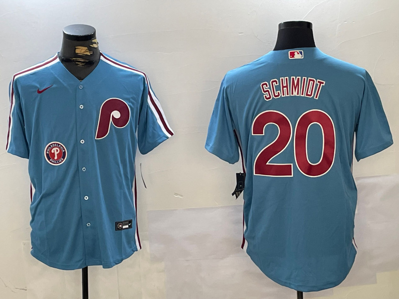 Men's Philadelphia Phillies #20 Mike Schmidt Blue Cool Base Stitched Jerseys