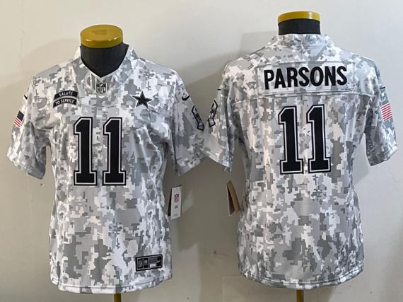 Youth Dallas Cowboys #11 Micah Parsons 2024 F.U.S.E Arctic Camo Salute To Service Limited Stitched Football Jersey