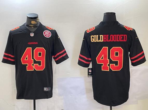 Men's San Francisco 49ers #49 GoldBlooded Black Vapor Untouchable Limited Stitched Football Jersey