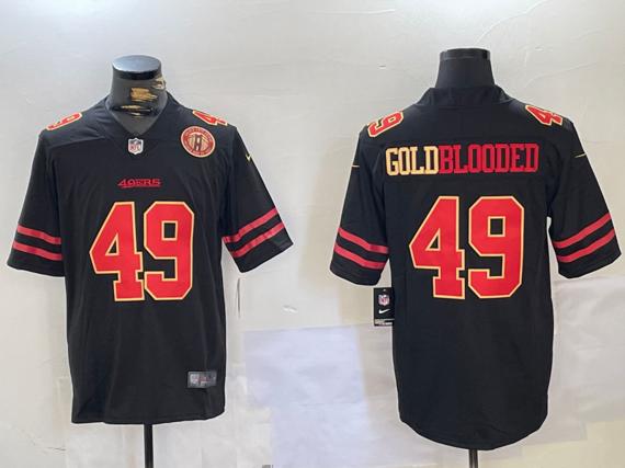 Men's San Francisco 49ers #49 GoldBlooded Black Vapor Limited Vapor Untouchable Limited Stitched Football Jersey