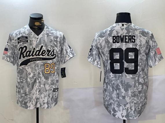 Men's Las Vegas Raiders #89 Brock Bowers 2024 Arctic Camo Salute To Service Stitched Baseball Jersey