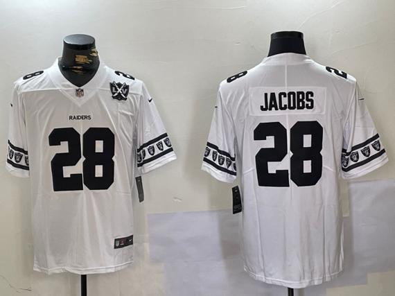 Men's Las Vegas Raiders #28 Josh Jacobs White Limited Stitched Jersey