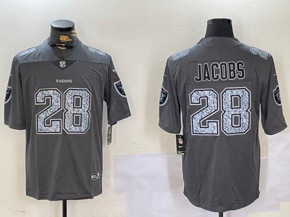 Men's Las Vegas Raiders #28 Josh Jacobs Grey Limited Stitched Jersey