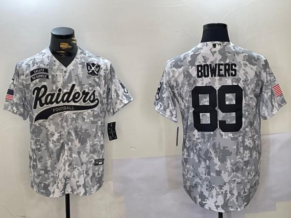 Men's Las Vegas Raiders #89 Brock Bowers 2024 Arctic Camo Salute To Service Stitched Baseball Jersey