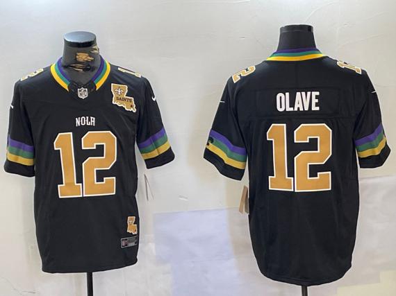 Men's New Orleans Saints #12 Chris Olave Black 2024 F.U.S.E. Vapor Limited Stitched Jersey