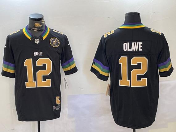 Men's New Orleans Saints #12 Chris Olave Black 2024 F.U.S.E. Vapor Limited Stitched Jersey