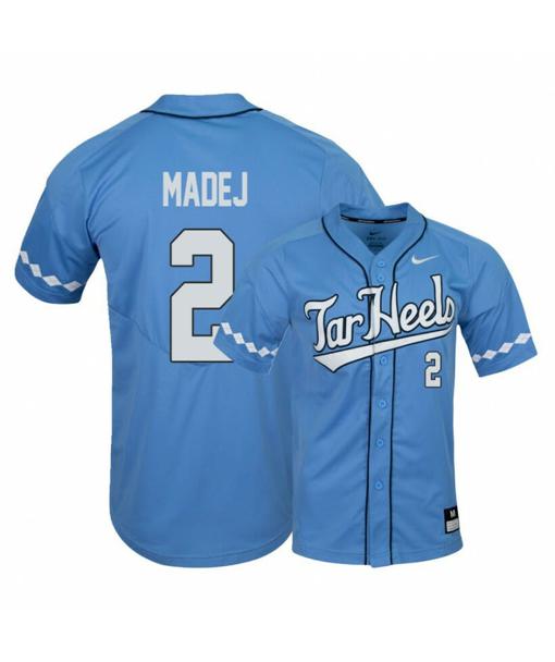 Men's North Carolina Tar Heels 2 Mikey Madej Blue Elite Baseball Jersey