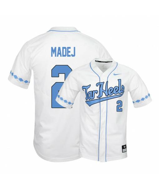 Men's North Carolina Tar Heels 2 Mikey Madej White Elite Baseball Jersey