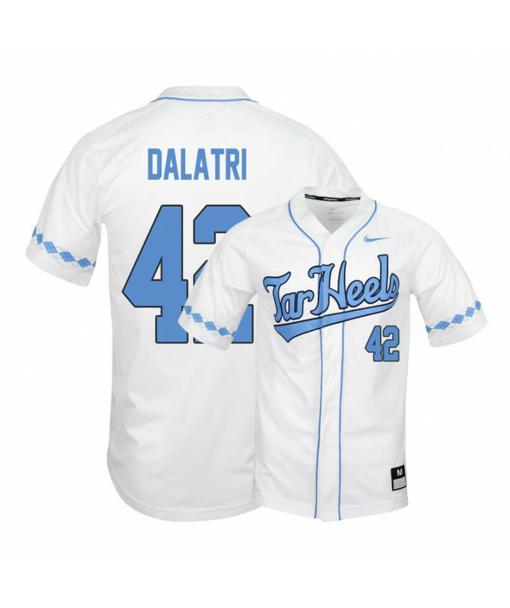 Men's North Carolina Tar Heels 42 Gianluca Dalatri White Elite Baseball Jersey