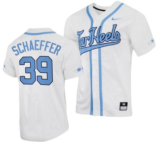 Men's Brandon Schaeffer Jersey #39 North Carolina Tar Heels Baseball White Full-Button