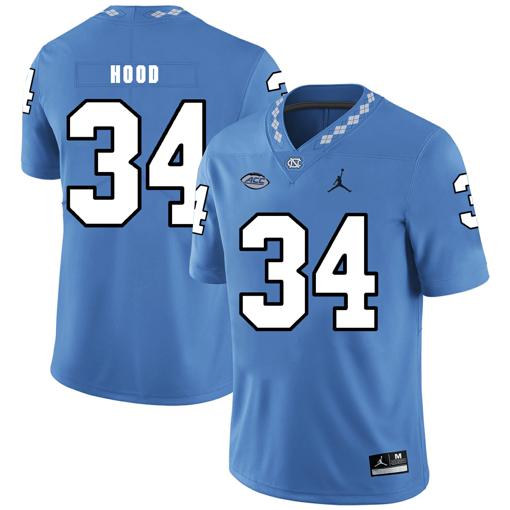 Men's North Carolina Tar Heels #34 Elijah Hood Football Jersey Blue