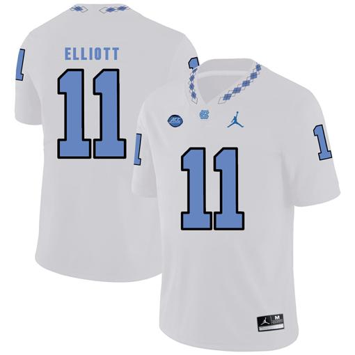 Men's North Carolina Tar Heels #11 Nathan Elliott Football Jersey White