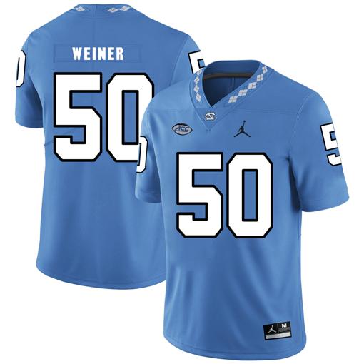 Men's North Carolina Tar Heels #50 Art Weiner Football Jersey Blue