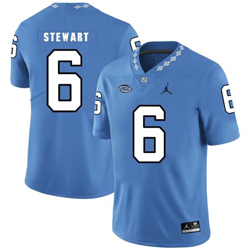 Men's North Carolina Tar Heels #6 MJ Stewart NCAA Football Jersey Blue