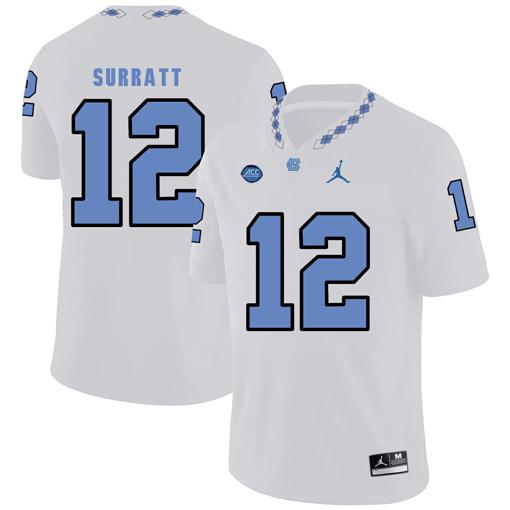 Men's North Carolina Tar Heels #12 Chazz Surratt Football Jersey White