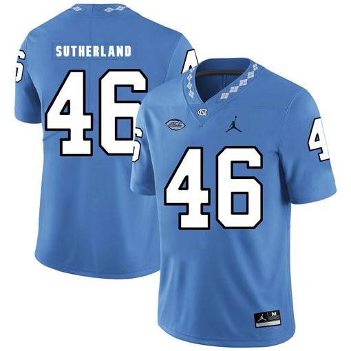 Men's North Carolina Tar Heels #46 Bill Sutherland Football Jersey Blue