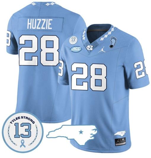 Men's Alijah Huzzie Jersey #28 North Carolina Tar Heels Vapor College Football Stitched Blue