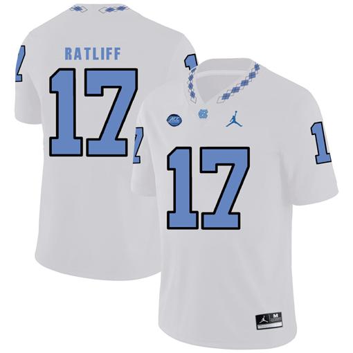 Men's North Carolina Tar Heels #17 Anthony Ratliff Football Jersey White