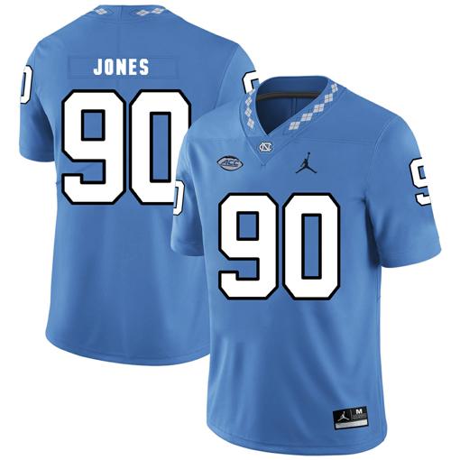 Men's North Carolina Tar Heels #90 Nazair Jones NCAA Football Jersey Blue