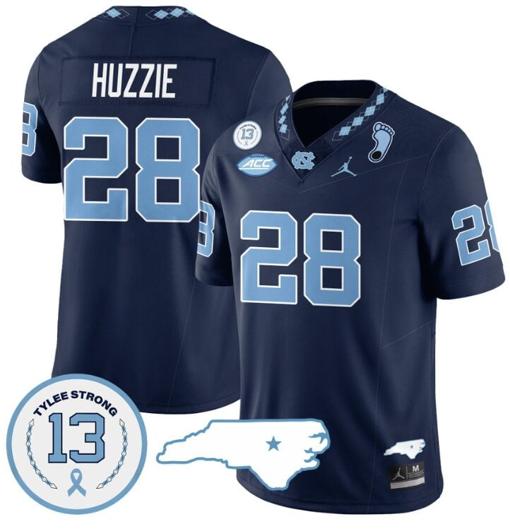 Men's Alijah Huzzie Jersey #28 North Carolina Tar Heels Vapor College Football Stitched Navy