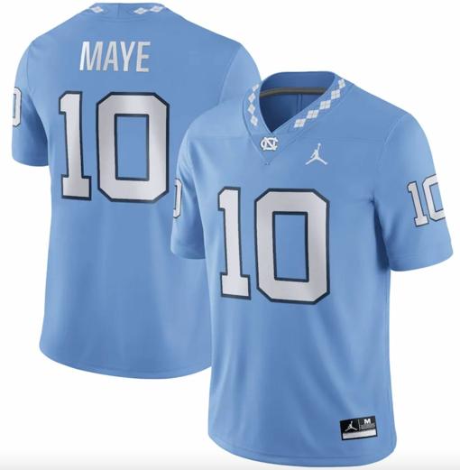 Men's North Carolina Tar Heels Game Drake Maye Jersey #10 College Football Blue