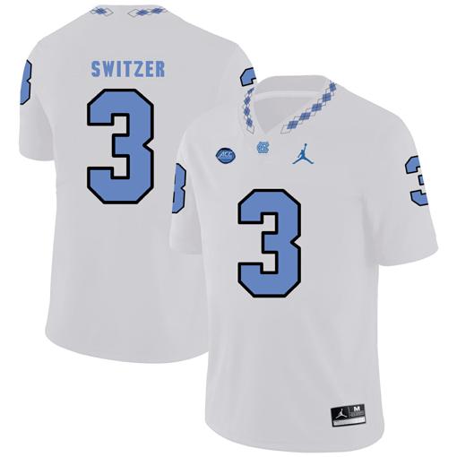 Men's North Carolina Tar Heels #3 Ryan Switzer NCAA Football Jersey White