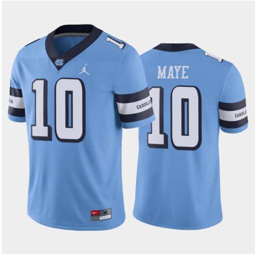 Men's Drake Maye Jersey #10 North Carolina Tar Heels College Football All Stitched Blue