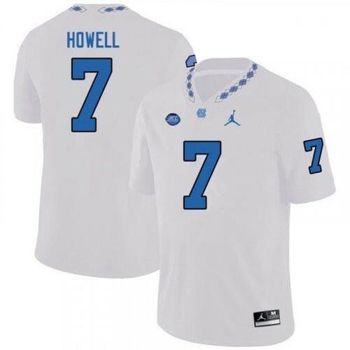 Men's North Carolina Tar Heels #7 Sam Howell College Football Jersey White