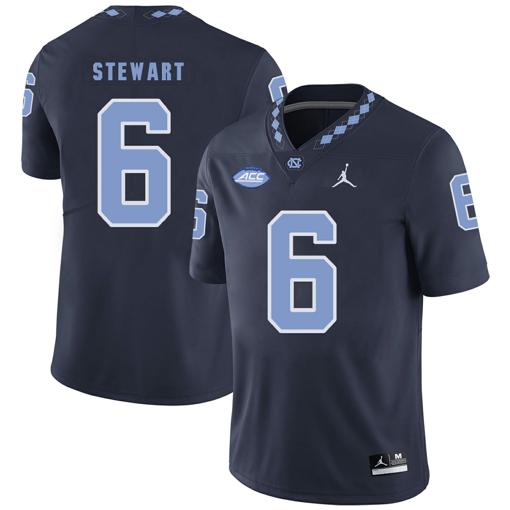 Men's North Carolina Tar Heels #6 MJ Stewart NCAA Football Jersey Black