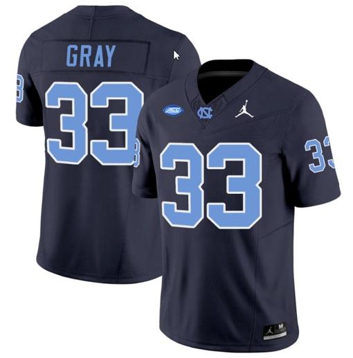 Men's Cedric Gray Jersey #33 North Carolina Tar Heels Vapor Limited College Football Navy