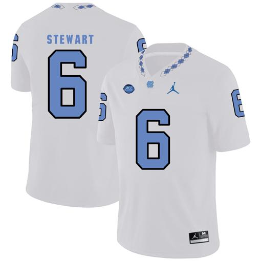 Men's North Carolina Tar Heels #6 MJ Stewart NCAA Football Jersey White