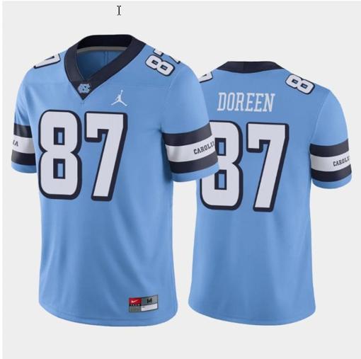 Men's Colby Doreen Jersey #87 North Carolina Tar Heels College Football All Stitched Blue