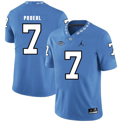 Men's North Carolina Tar Heels #7 Austin Proehl NCAA Football Jersey Blue